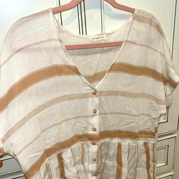 🔥🔥FIRE SALE🔥🔥 BLU PEPPER soft flowy striped summer shirt - Picture 1 of 8